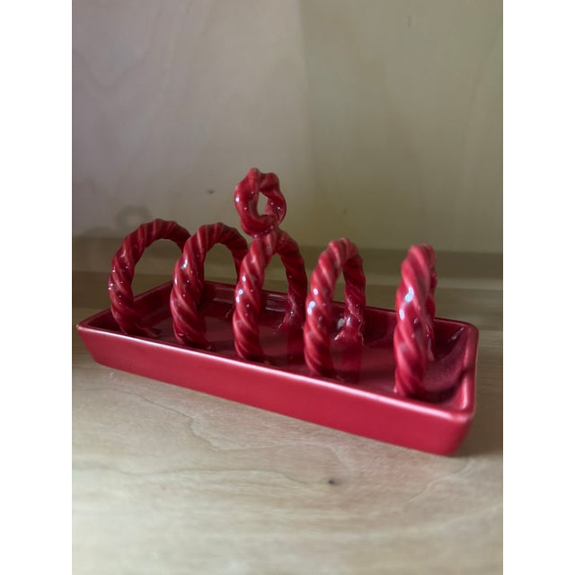 English Deep Red Matilda Goad English Ceramic Toast Rack For Sale - Image 3 of 4