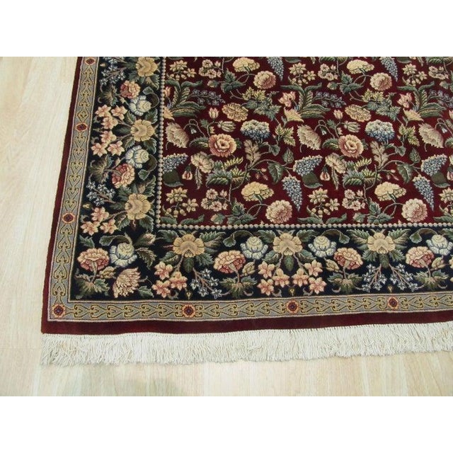 Contemporary 8x10 Red Hand-Knotted Wool Abundant Floral Motif Classic Traditional Carpet Rug For Sale - Image 3 of 3