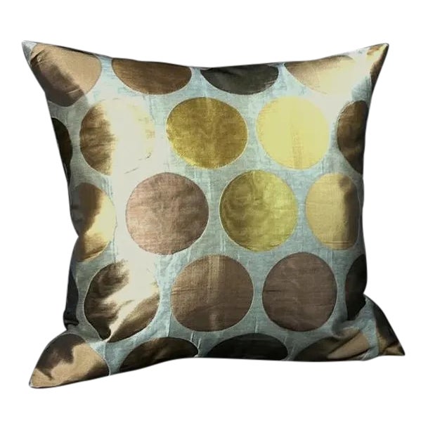 Gold and Silver Designer Pillow For Sale