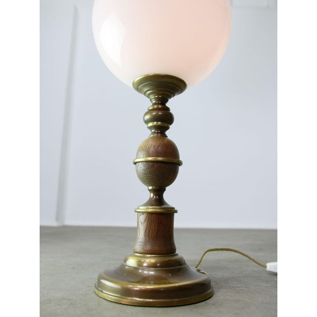 Brown Vintage Italian Brass and Opaline Table Lamp, 1970s For Sale - Image 8 of 11
