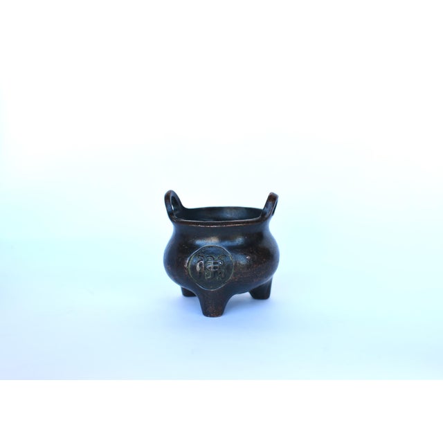 Antique Chinese Mini Bronze Censers Set of 3 Incense Burners For Sale - Image 4 of 15