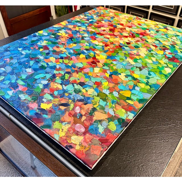 Large Colorful Abstract Painting on Canvas – Textured Palette Knife Contemporary Art – Framed 36 X 48 For Sale - Image 9 of 9