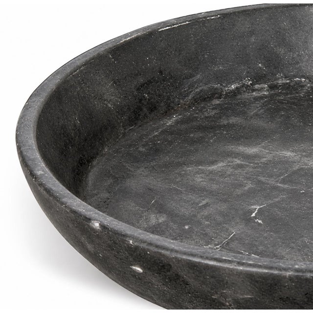 Large round solid charcoal grey marble plate or bowl with beautiful smooth natural finish. Each will have variations in...
