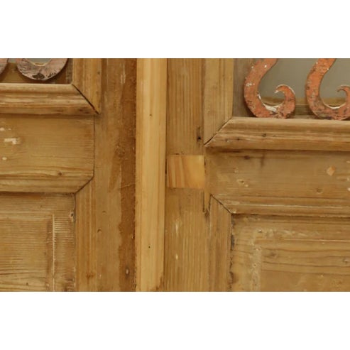Rustic European Late 19th Century Double French Doors With Metal/Glass - A Pair For Sale - Image 3 of 5