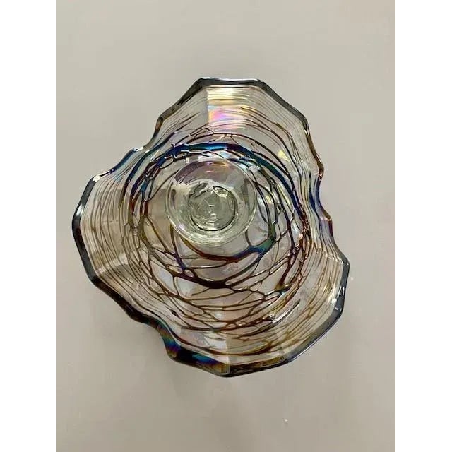Vintage Hand Blown Glass Blown Glass Bowl For Sale In Los Angeles - Image 6 of 9