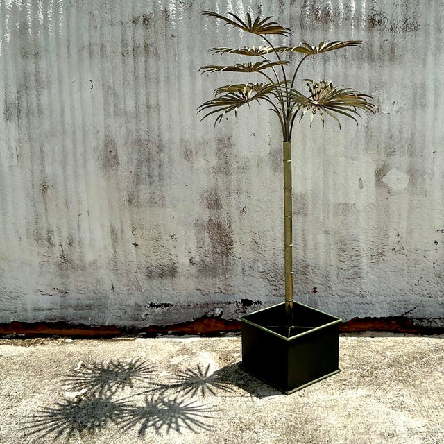 Brass Vintage Coastal Italian Tole Metal Palm Tree For Sale - Image 8 of 8