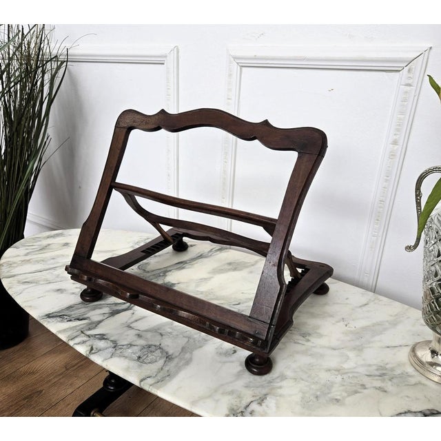 1960s Italian Decorated Adjustable Lectern Bookstand in Carved Wood, 1960s For Sale - Image 5 of 9