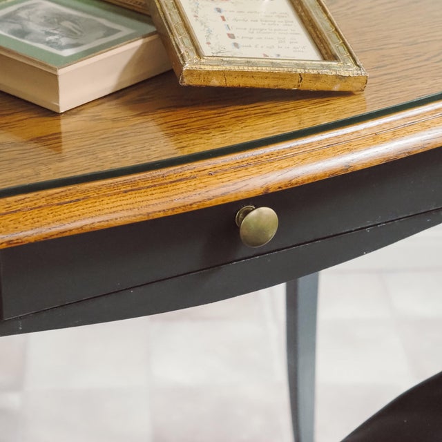 Louis XV Desk in Black with Oak Top and Glass Top For Sale - Image 3 of 13