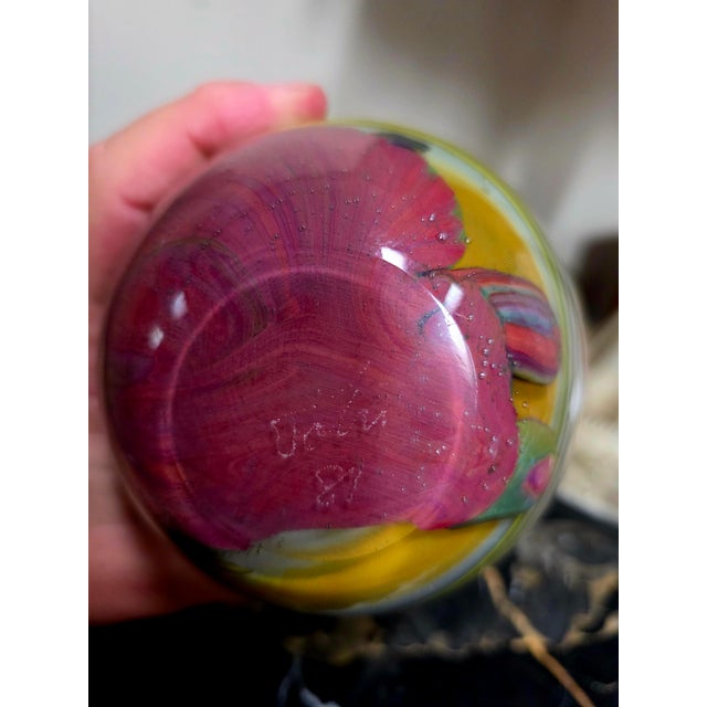 1980s Steve Tobin Art Glass Vase For Sale - Image 4 of 4