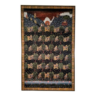 Monumental Nathdwara Style Krishna Painting on Silk, Framed 76" For Sale