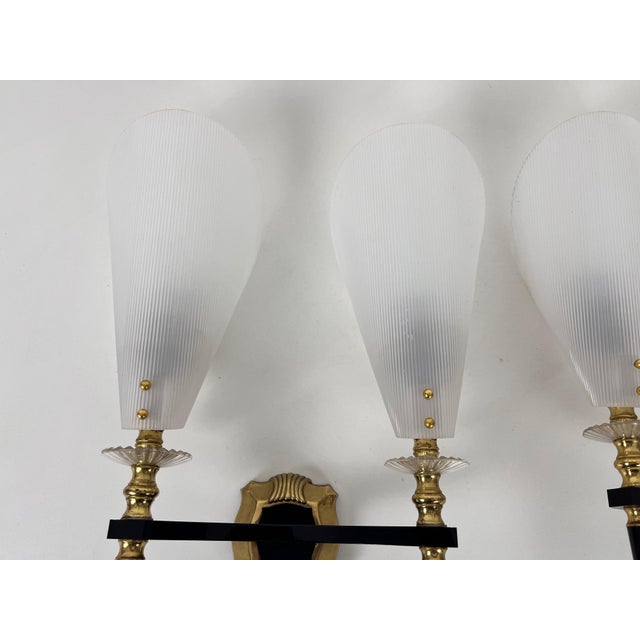 Brass and Plexiglass Wall Lamps by Maison Arlus, 1960, France - A Pair For Sale - Image 10 of 13