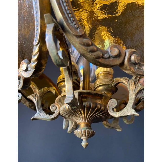 Vintage Brass and Glass Pendant Light, 1960s For Sale - Image 12 of 14