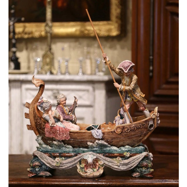 Bring a touch of theatrical Belle Époque charm into an interior with this highly decorative antique French barbotine...