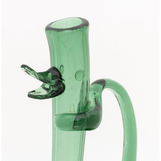 Italian Empoli Glass Duck Form Ewer For Sale - Image 3 of 10