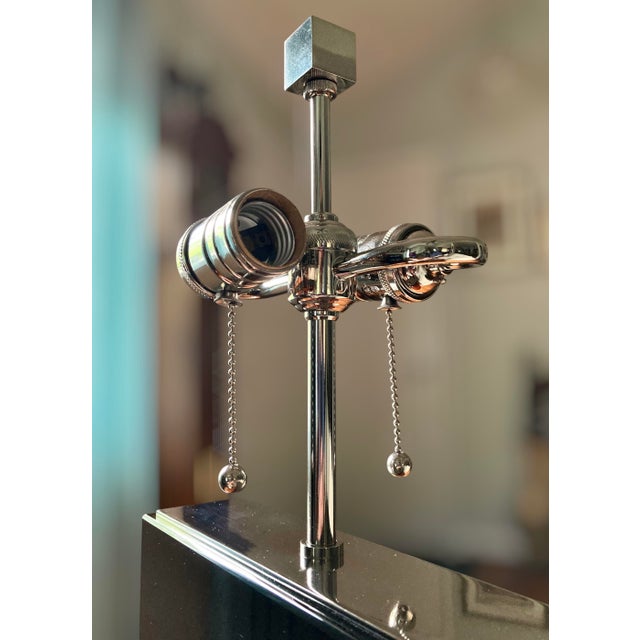2010s Williams Sonoma Wide Black Crystal Block Lamp – Polished Nickel Hardware For Sale - Image 5 of 18