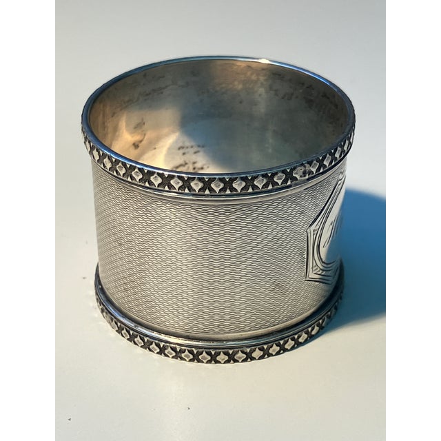 Traditional Vintage Coin Silver Engine Turned Napkin Ring, Early 1900s For Sale - Image 3 of 7