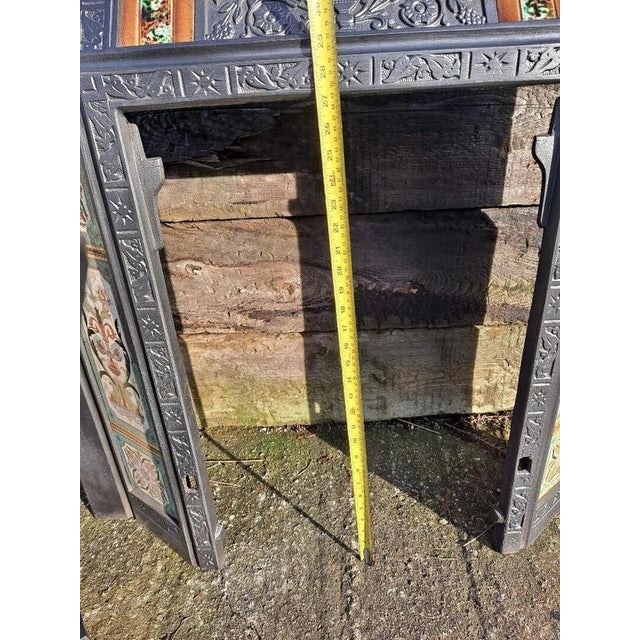 Antique Cast Iron Fireplace Insert with Decorative Tiles For Sale - Image 18 of 18