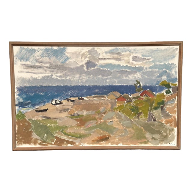Ingvar Hällgren, Strand, Öland, 1950s, Oil Painting on Canvas, Framed For Sale