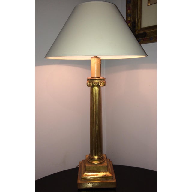Traditional Gilt Ionic Table Lamp For Sale - Image 3 of 5