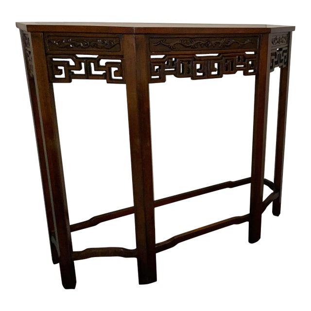 Antique Asian Carved Wood Console Table For Sale