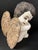 Wood Vintage Carved Solid Wood Sitting Angel With Glass Eyes Sculpture For Sale - Image 7 of 8