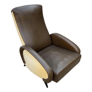 Set of Reclining Lounge Chair with Ottoman in Faux Leather, 1950s For Sale