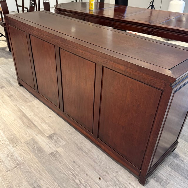 Vintage Asian Rosewood Carved Longevity Sideboard Server For Sale - Image 14 of 15