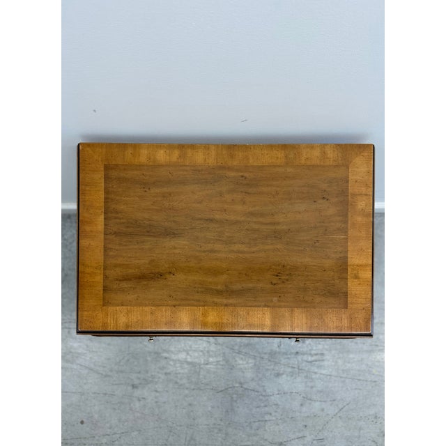 Late 20th Century Late 20th Century Pair of Drexel Heritage Burlwood Nightstands With Brass Ring Hardware For Sale - Image 5 of 16