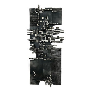 Brutalist Steel Wall Sculpture, 1960s For Sale