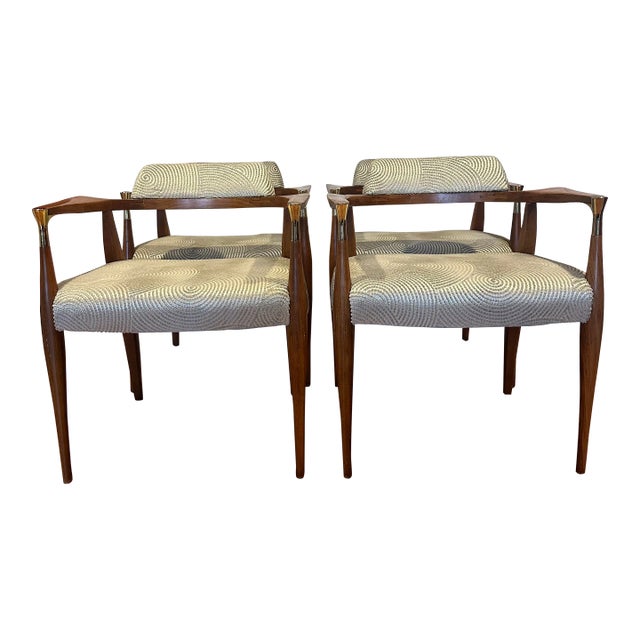 1950s Bert England for Kofod-Larsen Sculpted Dining in in Chairs in Lee Jofa Velvet - Set of 4 For Sale