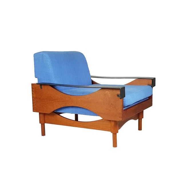 Black Skai & Teak Kimono Armchairs by Sergio Saporiti for Fratelli Saporiti, 1960s, Set of 2 For Sale - Image 10 of 11