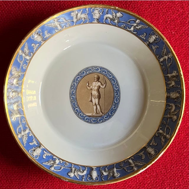 Blue Antique Early 19th Century German Berlin Porcelain Saucer Dish From From the Frederick Duke of York Service Circa 1815 For Sale - Image 8 of 10