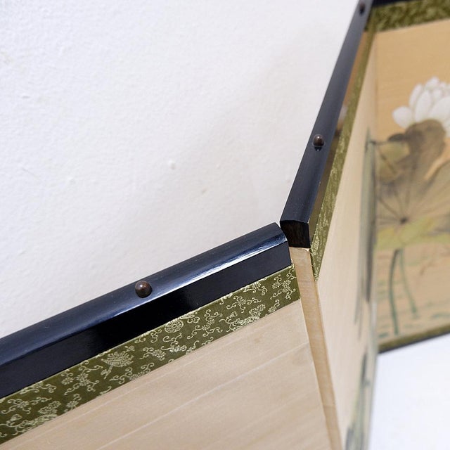 Textile Japanese Folding Screen, 1950s For Sale - Image 7 of 16