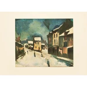 1940s After M. Vlaminck "Bougival Under Snow", First Edition Period Swiss Offset Lithograph