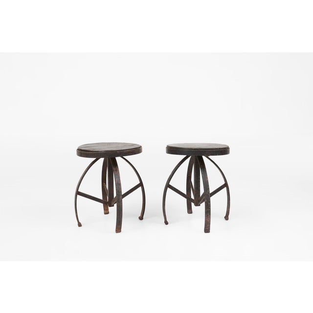 A compact yet characterful piece of early 20th‑century French industrial design, this 1920 metal stool embodies the rugged...