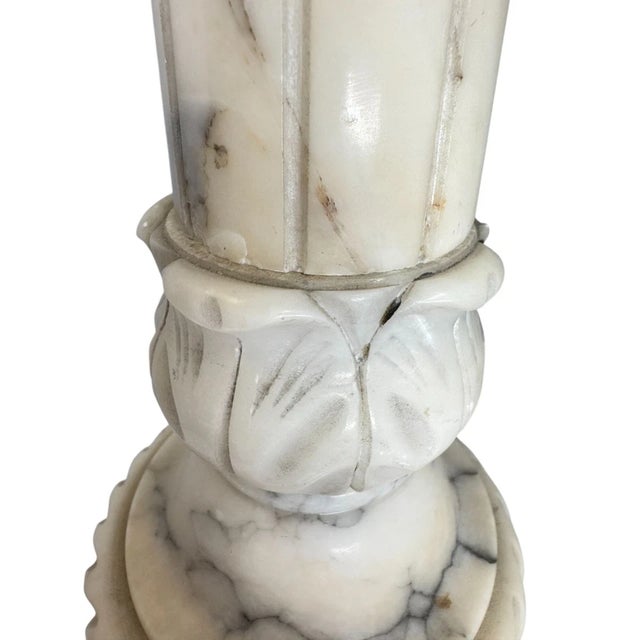 Stone 1980s Rustic Carved Alabaster Gueridon Small Occasional Table Stand For Sale - Image 7 of 15