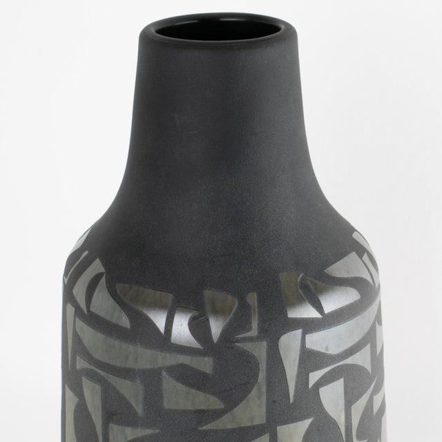 Mid-Century Modernist Acid-Etched Glass Vase, France, 1970 For Sale - Image 10 of 14