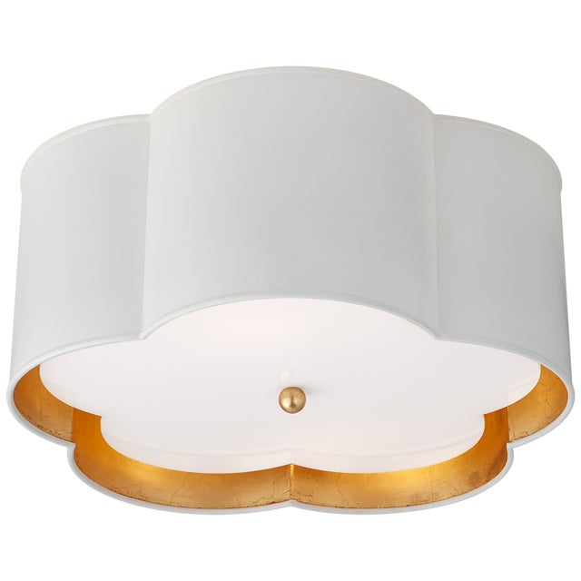 Bryce Medium Flush Mount in White and Gild with Frosted Acrylic Diffuser Designer: kate spade new york Mounting: Flush...