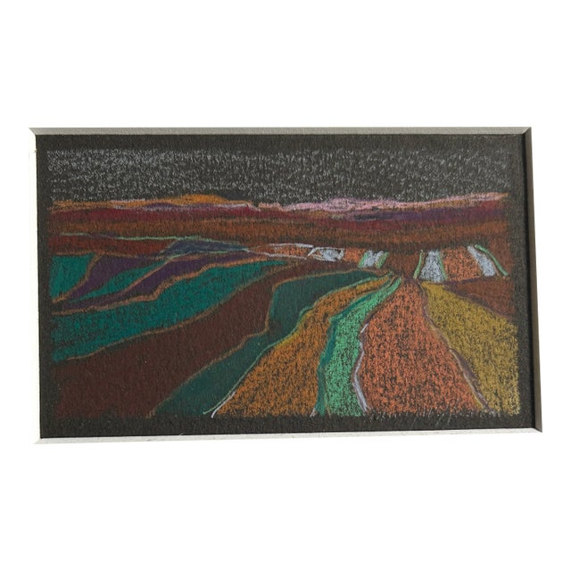 One-of-a-Kind Maury Hazeltine Original Signed Drawing "Wheatlands" (1988) – Double-Signed Provenance For Sale