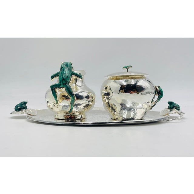 Emilia Castillo 1980s Emilia Castillo Silver Plated & Malachite Tea Service Set, Mexican Modernism - Set of 4 For Sale - Image 4 of 18
