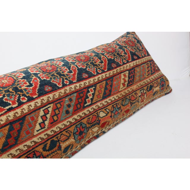 Handwoven Antique Colourful Persian Lumbar Rug Pillow Cover -16'' X 41'' For Sale - Image 9 of 10