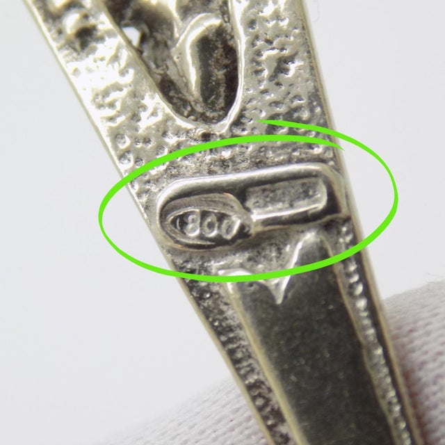 Metal Vintage Italian Handmade Silver Mini Olive Ladle with Flower Handling, 1980s For Sale - Image 7 of 11