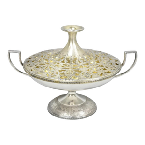 Vintage Victorian Silver Plated Flower Frog Flower Arranger Vase W Pedestal Base