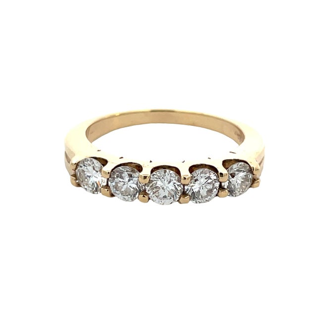 14k Yellow Gold 1.03 Total Carat Diamond Band, Size 6.5 For Sale - Image 10 of 12