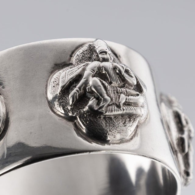 Metal Antique Indian Silver Cased Napkin Rings, 1890s, Set of 6 For Sale - Image 7 of 14