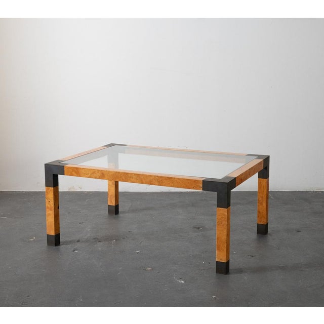 Coffee Table in Briarwood and Brass, 1980s For Sale - Image 9 of 9