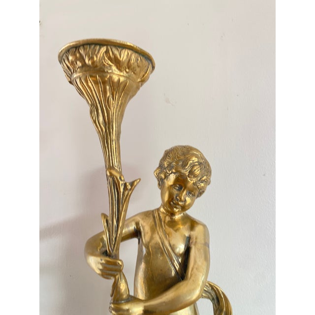 Putti with Torch, Late 19th Century, Gilt Bronze For Sale - Image 5 of 18