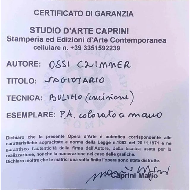 Burin engraving on Magnani-Pescia paper. Paper size 39cmx29,5cm, work size 22cmx17,5cm. Excellent condition, no defects....