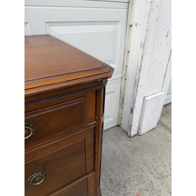 Brown Antique Victorian Revival Walnut Dresser With Ornate Carved Details For Sale - Image 8 of 12
