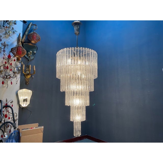 Large Murano Glass Rod Chandelier, Italy, 1980s For Sale - Image 3 of 18